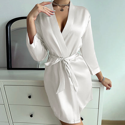 CurvaEase Satin-Touch Lace-Up Sleep Dress