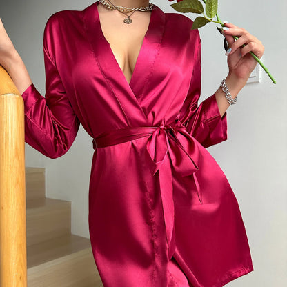 CurvaEase Satin-Touch Lace-Up Sleep Dress