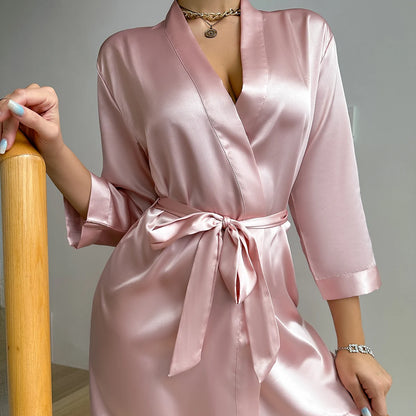 CurvaEase Satin-Touch Lace-Up Sleep Dress