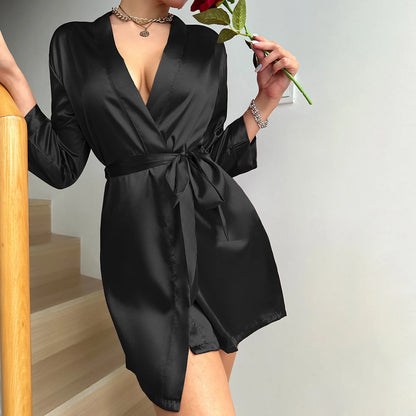 CurvaEase Satin-Touch Lace-Up Sleep Dress
